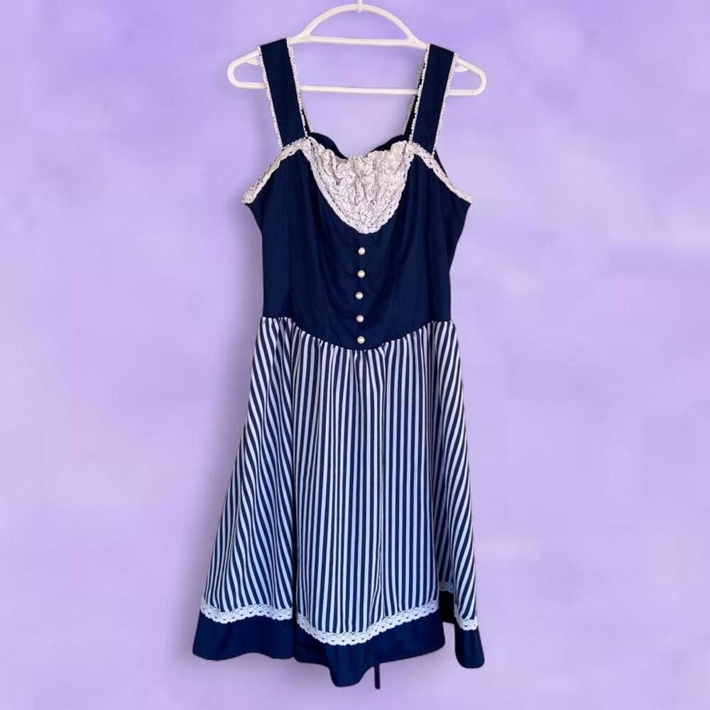 Fanplusfriend navy laced back lolita dress